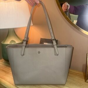 Tory Burch Emerson Buckle Tote in Saffiano leather